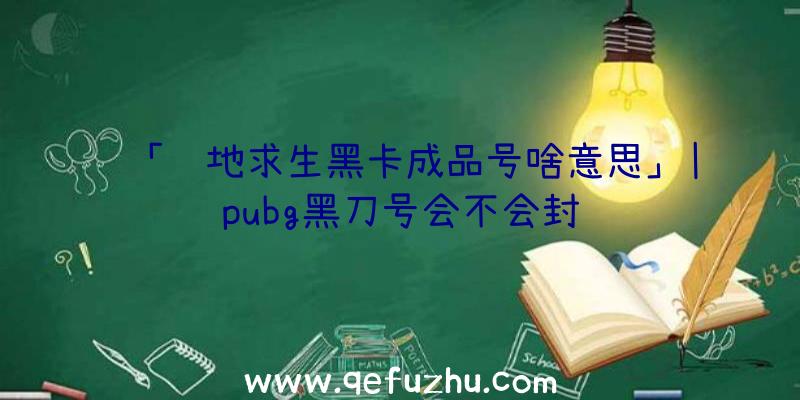 「绝地求生黑卡成品号啥意思」|pubg黑刀号会不会封